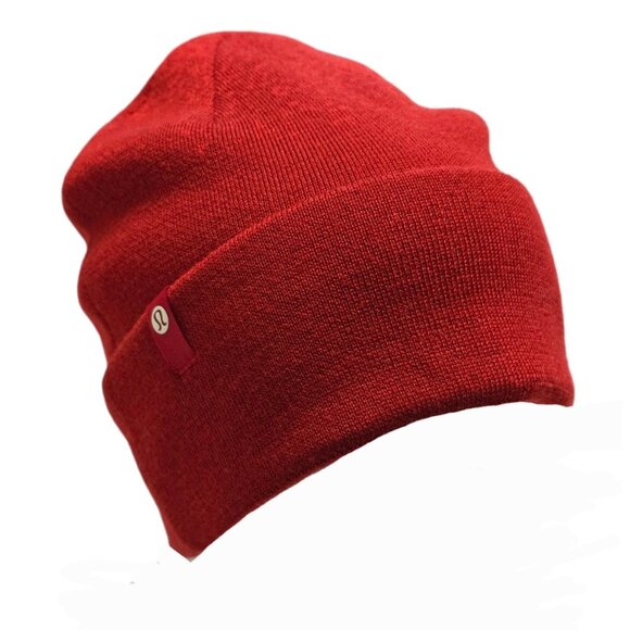 Lululemon Red Wool Blend Canadian Olympic Team Reversible Beanie Hat Size S/M - Picture 1 of 13
